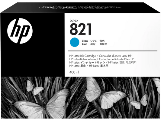 Genuine HP 821 400ml High-Yield Cyan Latex Ink Cartridge