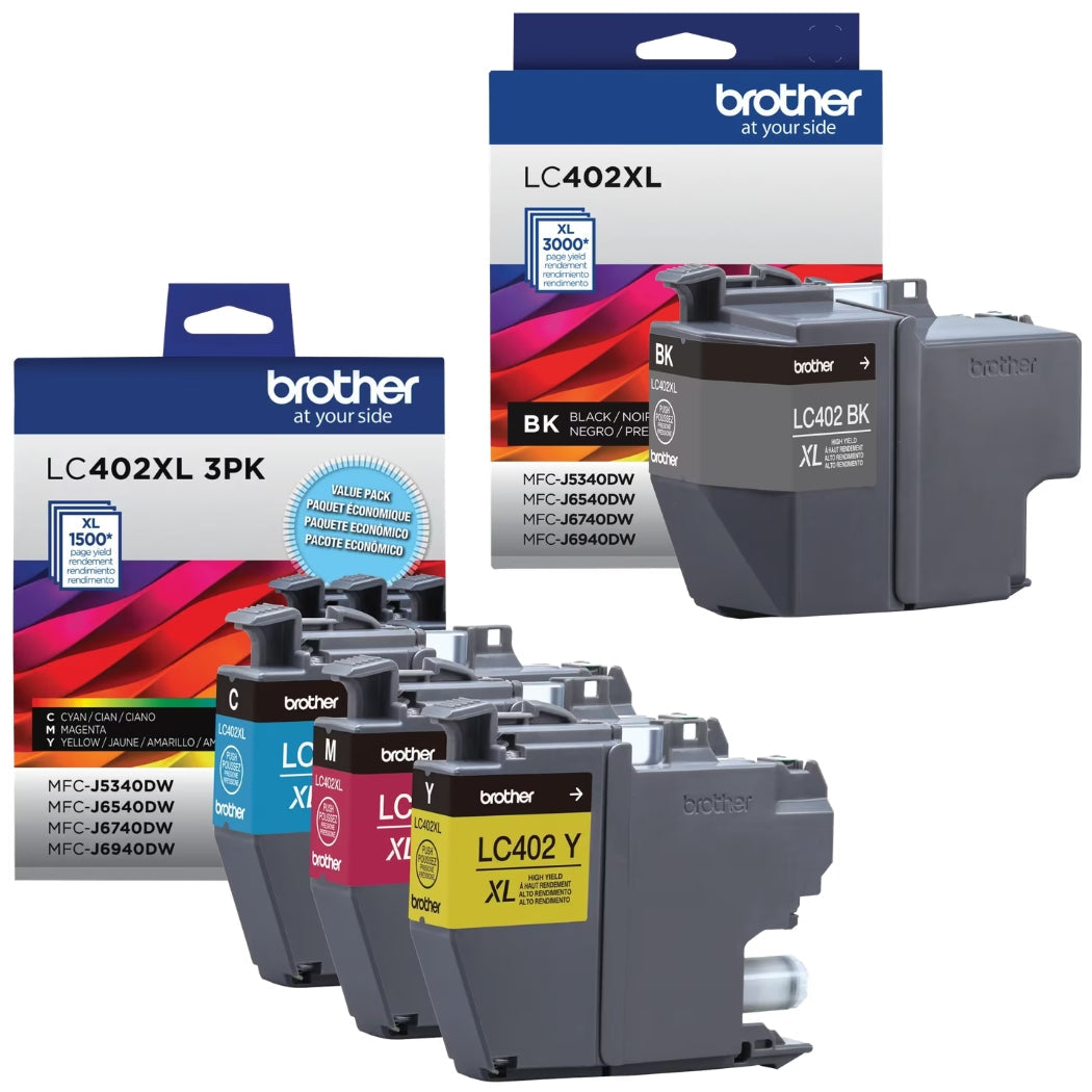 New, Pre-Owned - Brother LC402XL High Yield Multi-Color Ink Cartridge-4-Pack
