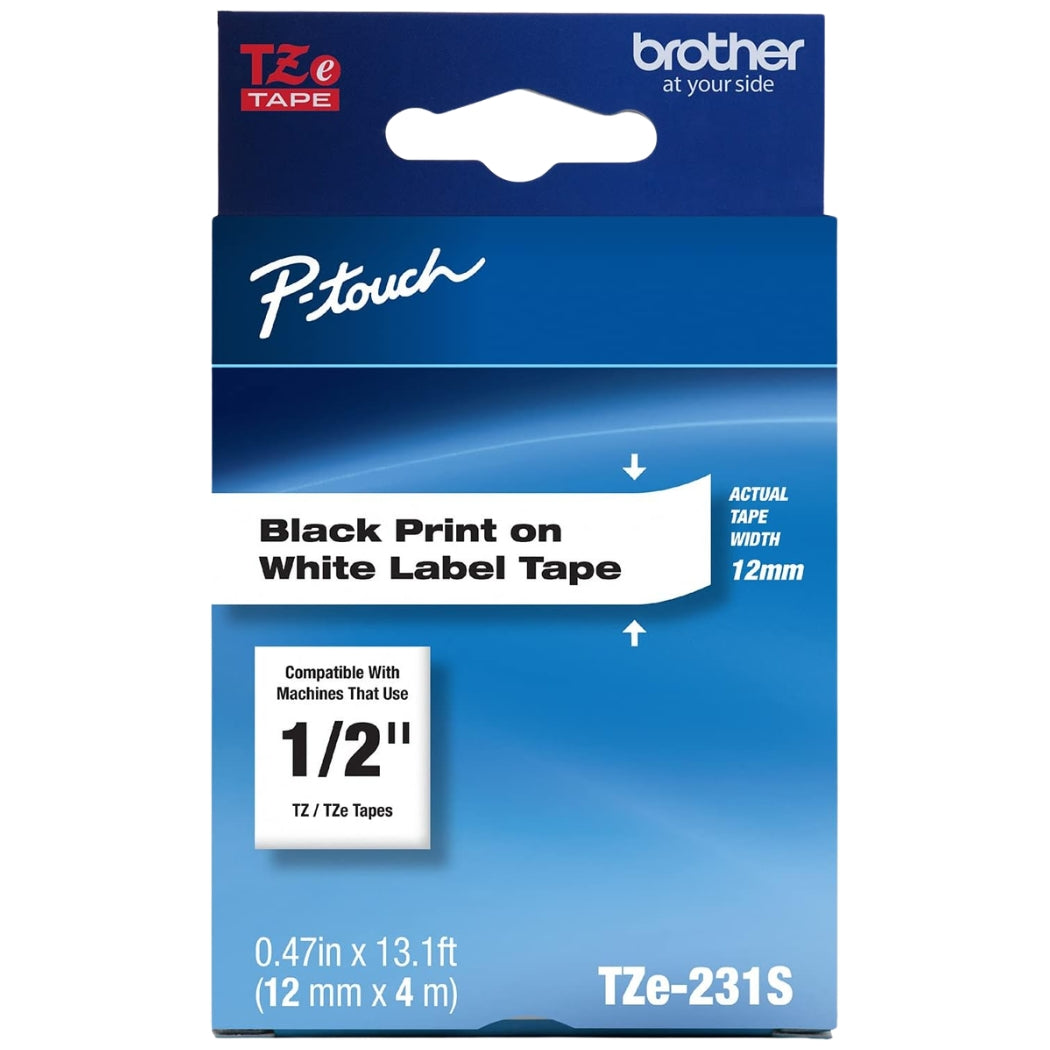 New, Pre-owned, Brother P-Touch TZe-231S Economy Label Tape, Standard Laminated P-Touch Tape, Black on White