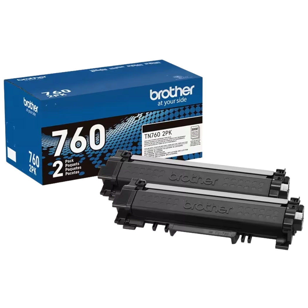 New, Pre-Owned - Brother TN760 High Yield Black Toner Cartridge, TN760BK 2-Pack
