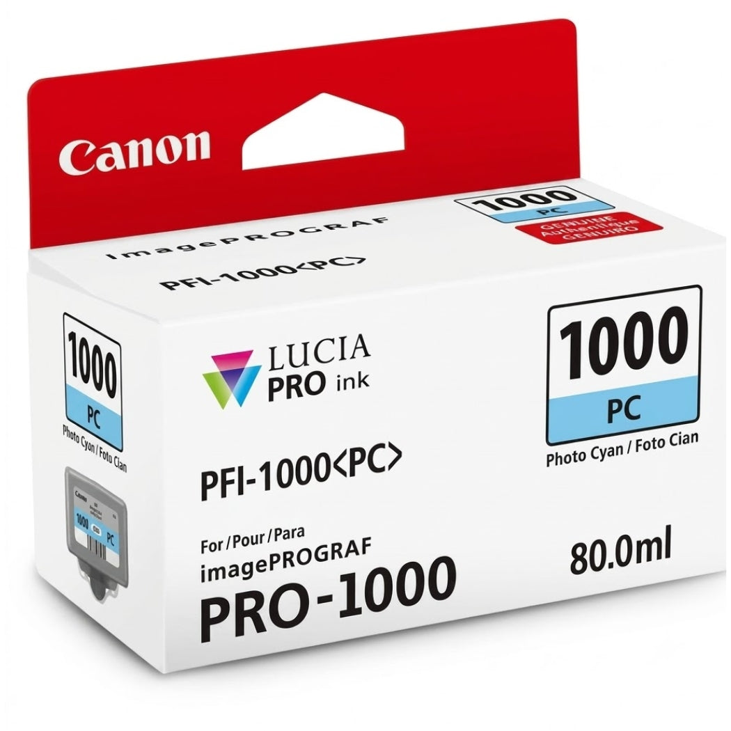 New, Pre-Owned - Canon 1PFI1000 Standard Yield Photo Cyan Ink Cartridge, 0550C002