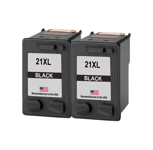 U.S. Remanufactured for HP 21XL (CH569AN) Black Twin Pack Ink Cartridges