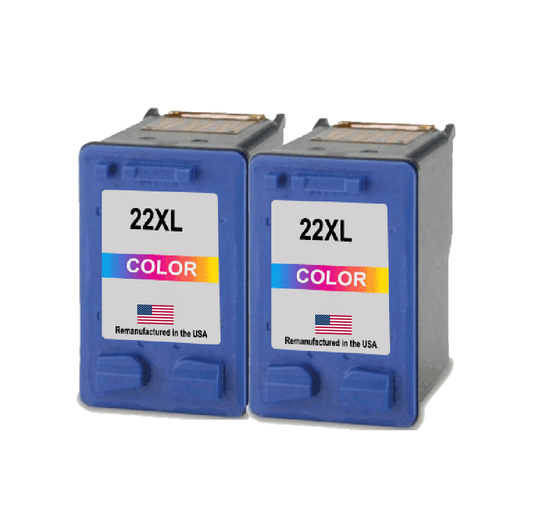 U.S. Remanufactured for HP 22XL (CH570AN) Color Twin Pack Ink Cartridges Twin Pack