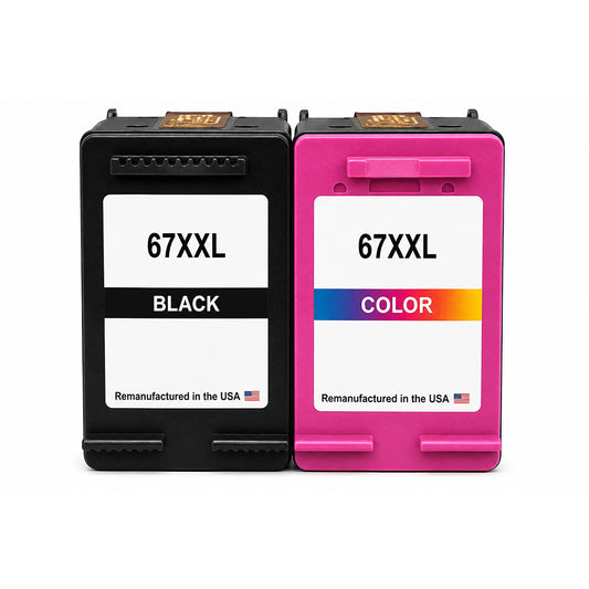U.S. Remanufactured for HP 67XXL Extra High Yield Black / Color Combo Pack Ink Cartridges