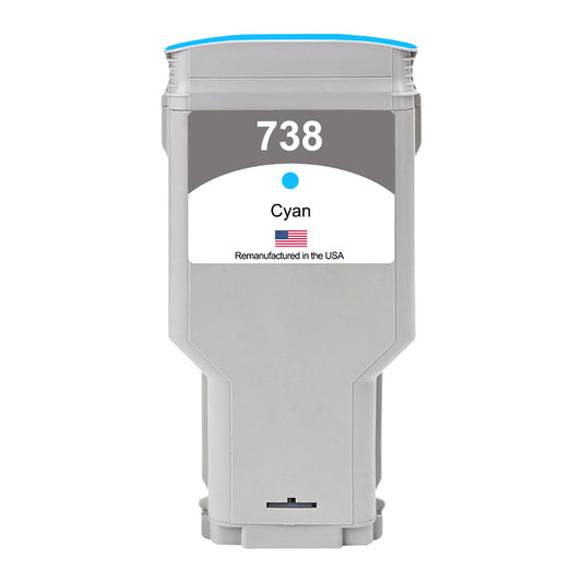 US Remanufactured for HP 738 300ML High Yield Cyan Ink Cartridge, 676M6A