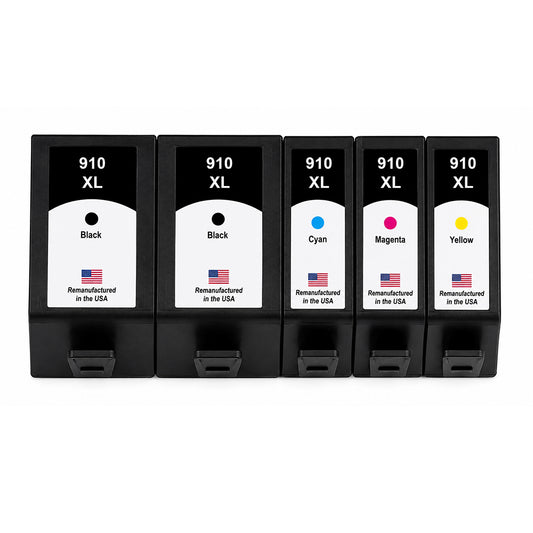 U.S. Remanufactured for HP 910XL 2 Black / 3 Color Ink Cartridges 5-pack
