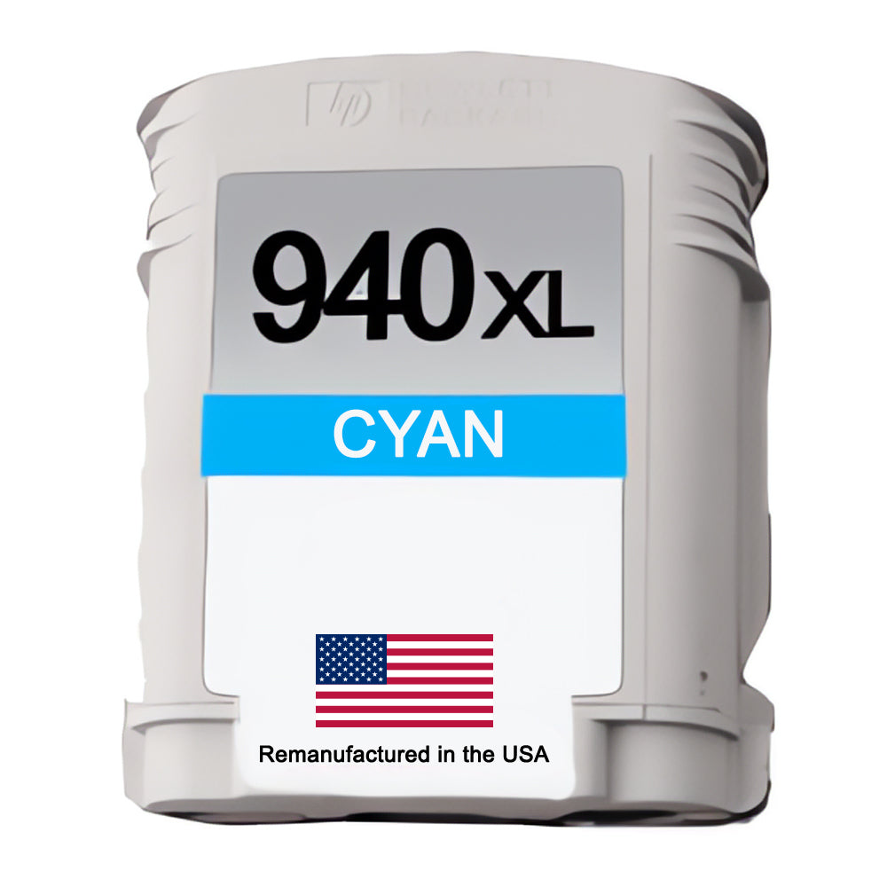 U.S. Remanufactured for HP 940XL (C4907AN) Cyan Ink Cartridge