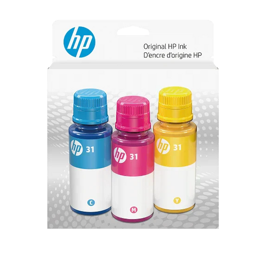 New, Pre-Owned - HP 31 Standard Yield Tri-Colour 50ml Ink Cartridges Refills-Pack-3