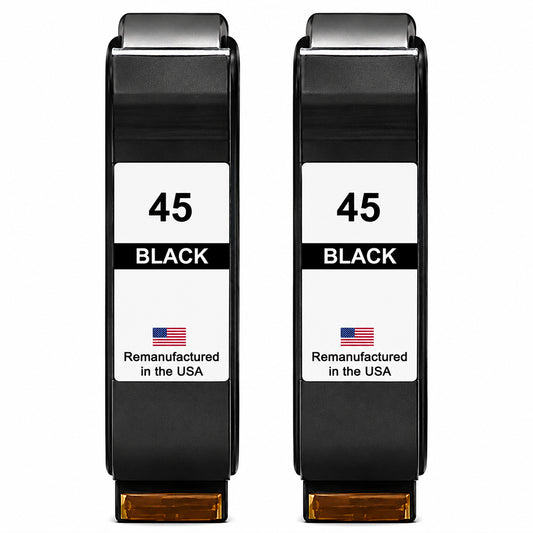 U.S. Remanufactured for HP 45 (51645A) Black Twin Pack Ink Cartridges
