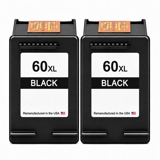 U.S. Remanufactured for HP 60XL (CC641WN) Black Ink Cartridges Twin Pack