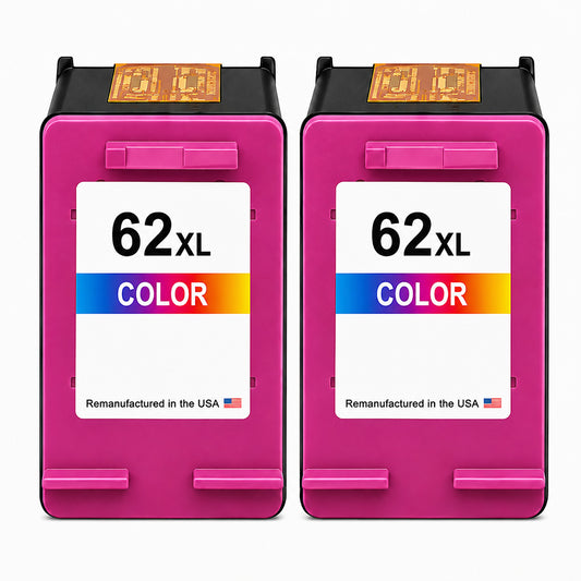U.S. Remanufactured for HP 62XL (C2P07AN) Tri-Color Twin Pack Ink Cartridges