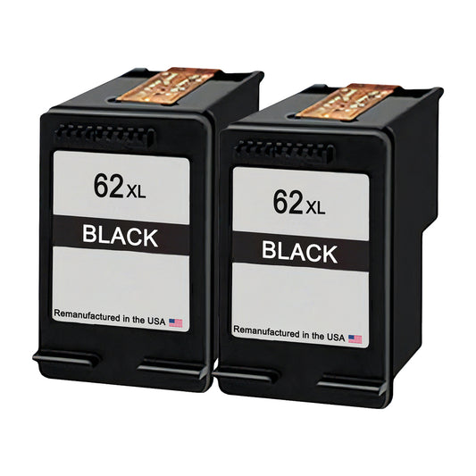 U.S. Remanufactured for HP 62XL (C2P05AN) Black Twin Pack Ink Cartridges