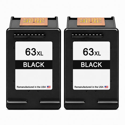 U.S. Remanufactured for HP 63XL (F6U64AN) Black Twin Pack Ink Cartridges
