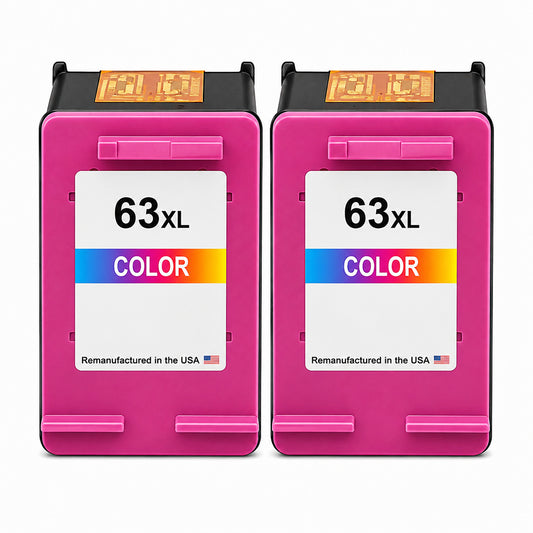 U.S. Remanufactured for HP 63XL (F6U63AN) Tri-Color Twin Pack Ink Cartridges