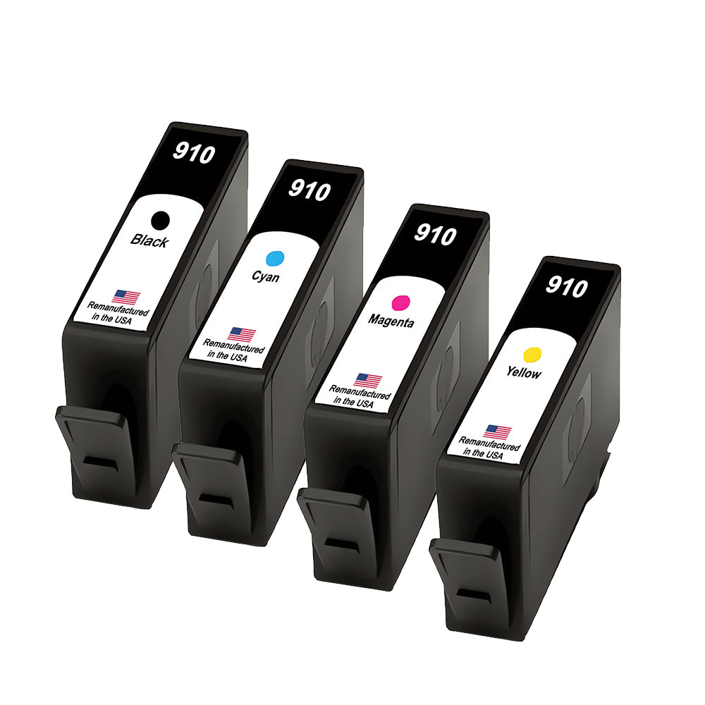 U.S. Remanufactured for HP 910 Black / Colors 4-pack Ink Cartridges