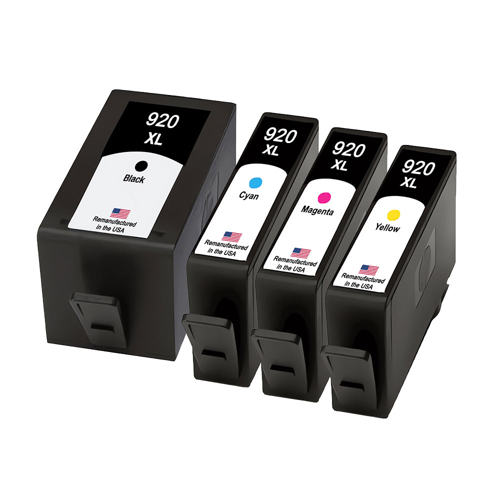 U.S. Remanufactured for HP 920XL 4-Pack 1 Black / 3 Color Ink Cartridges