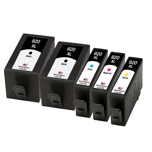 U.S. Remanufactured for HP 920XL 5-Pack 2 Black / 3 Color Ink Cartridges