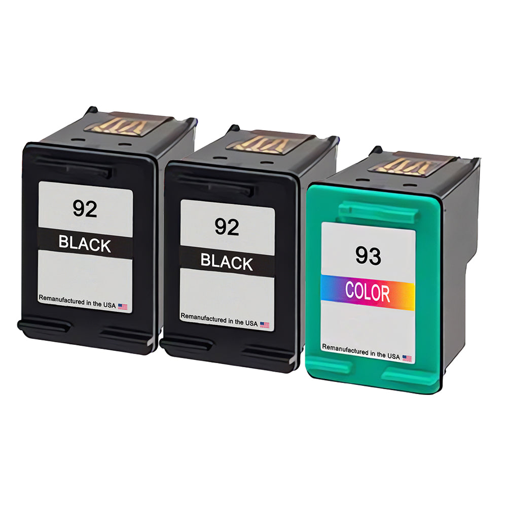 U.S. Remanufactured for HP 92 2 Black / 93 1 Color Ink Cartridges 3-Pack