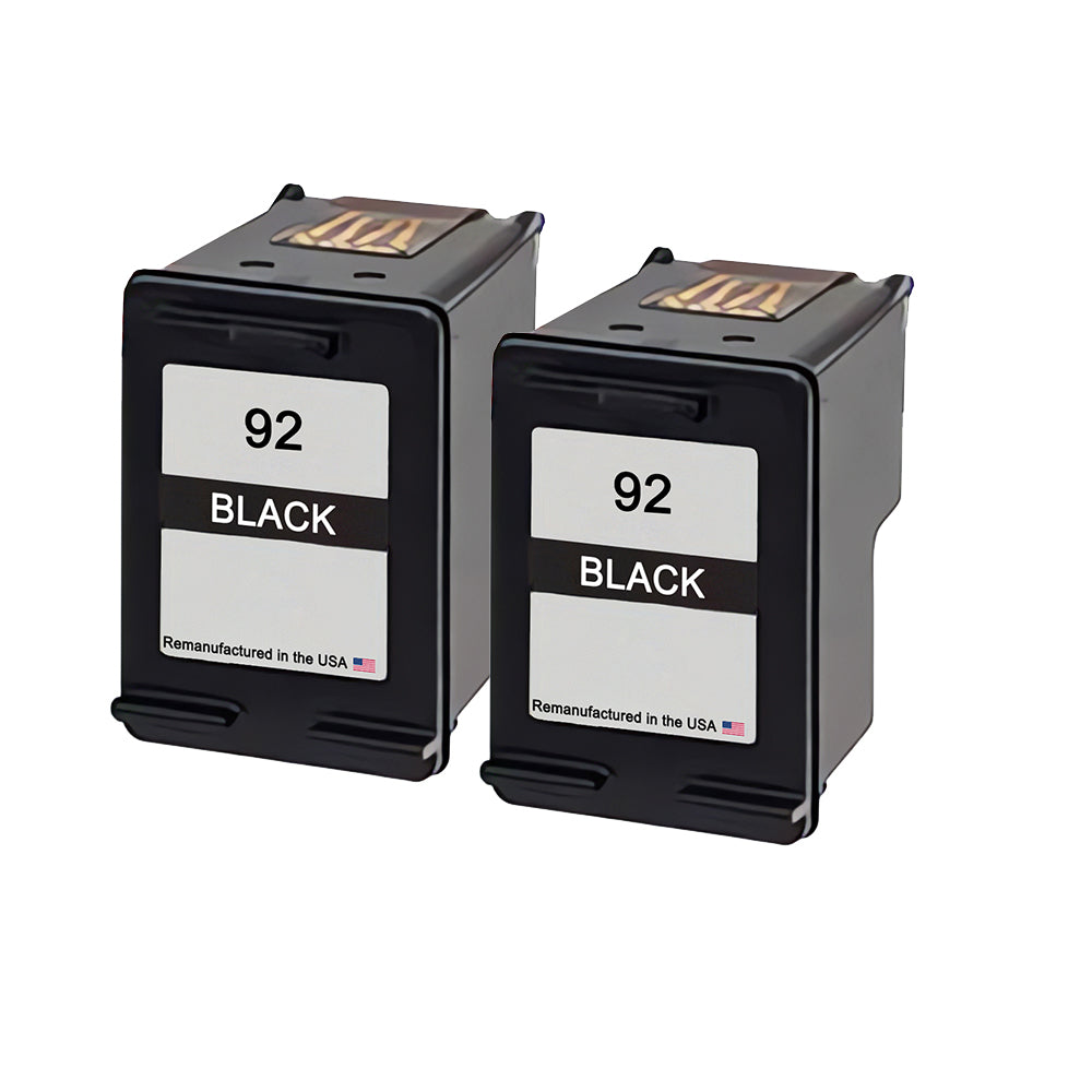 U.S. Remanufactured for HP 92 (C9362WN) Black Twin Pack Ink Cartridges