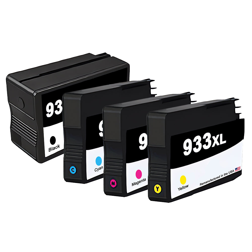 U.S. Remanufactured for HP 932XL 1 Black / 933XL 3 Color 4-pack Ink Cartridges