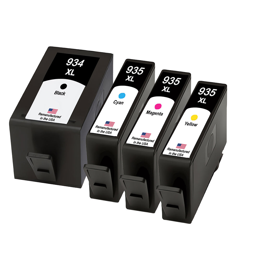 U.S. Remanufactured for HP 934XL 1 Black / 935XL 3 Color Ink Cartridges 4-pack