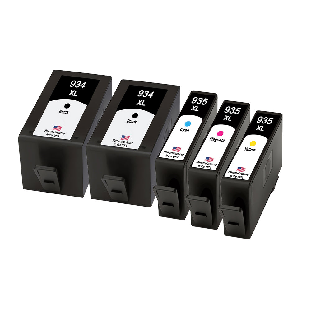 U.S. Remanufactured for HP 934XL 2 Black / 935XL 3 Color Ink Cartridges 5-pack