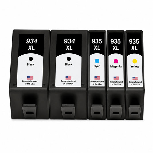 U.S. Remanufactured for HP 934XL 2 Black / 935XL 3 Color Ink Cartridges 5-pack