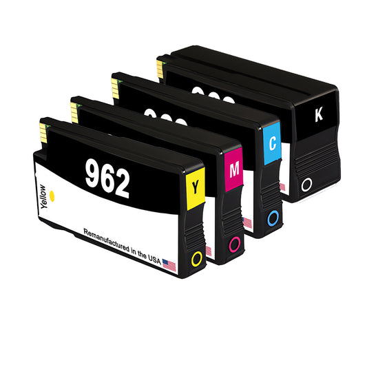 U.S. Remanufactured for HP 962XL 1 Black / 962 3 Color 4-pack Ink Cartridges
