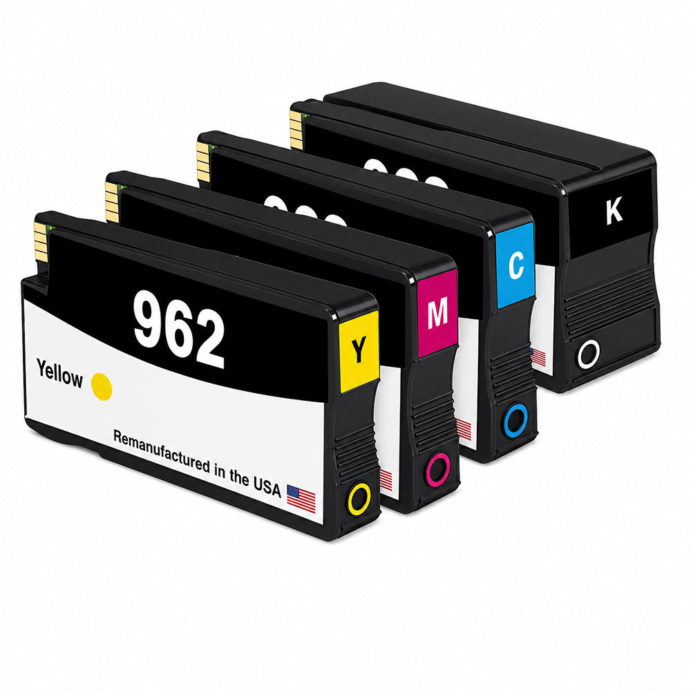 U.S. Remanufactured for HP 962XL 1 Black / 962 3 Color 4-pack Ink Cartridges