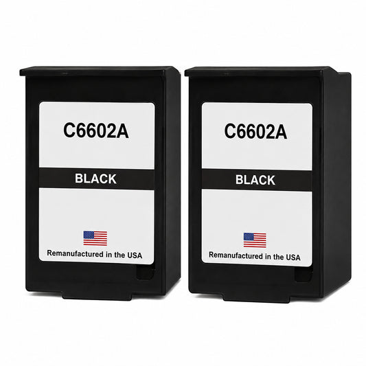 U.S. Remanufactured for HP C6602A Black Ink Cartridge Twin Pack