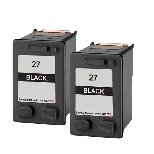 U.S. Remanufactured for HP 27 (C8727AN) Black Twin Pack Ink Cartridges