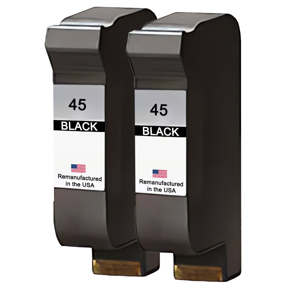 U.S. Remanufactured for HP 45 (51645A) Black Twin Pack Ink Cartridges