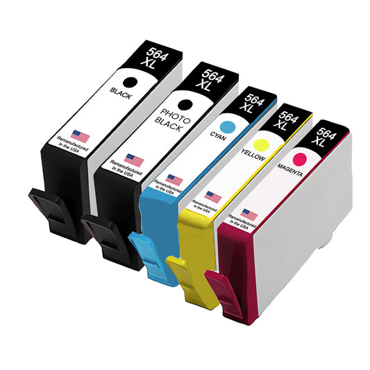 U.S. Remanufactured for HP 564XL Black, Photo Black / 3 Color 5-pack Ink Cartridges