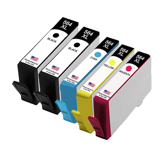 U.S. Remanufactured for HP 564XL 2 Black / 3 Color 5-pack Ink Cartridges