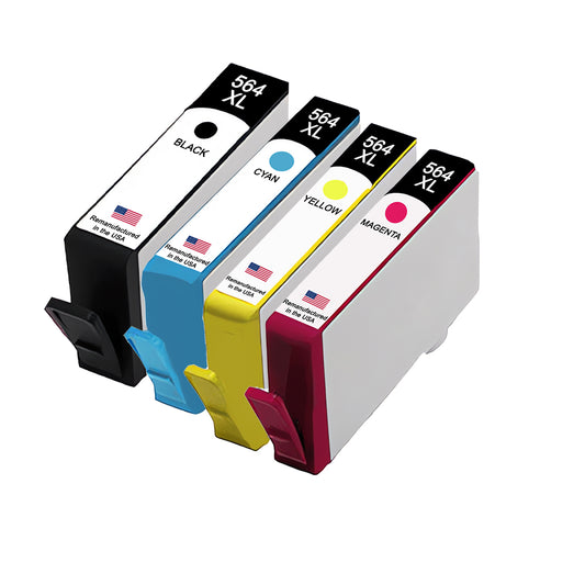 U.S. Remanufactured for HP 564XL 1 Black / 3 Color 4-pack Ink Cartridges