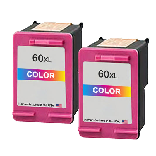 U.S. Remanufactured for HP 60XL (CC644WN) Color Ink Cartridges Twin Pack