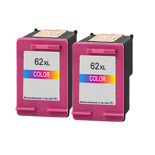 U.S. Remanufactured for HP 62XL (C2P07AN) Tri-Color Twin Pack Ink Cartridges