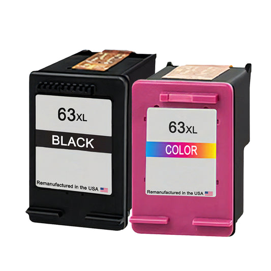 U.S. Remanufactured for HP 63XL Black / Tri-Color Combo Pack Ink Cartridges