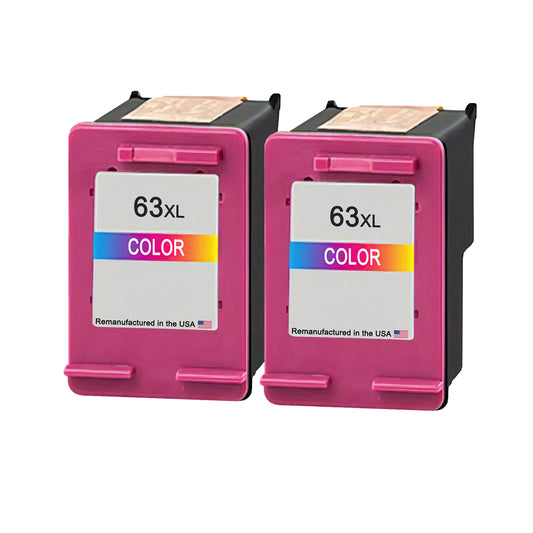 U.S. Remanufactured for HP 63XL (F6U63AN) Tri-Color Twin Pack Ink Cartridges