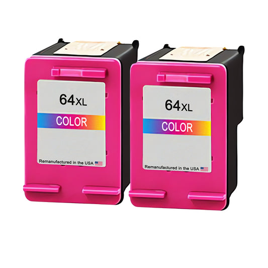 U.S. Remanufactured for HP 64XL (N9J91AN) Tri-Color Twin Pack Ink Cartridges