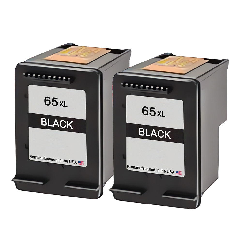 U.S. Remanufactured for HP 65XL (N9K04AN) Black Twin Pack Ink Cartridges