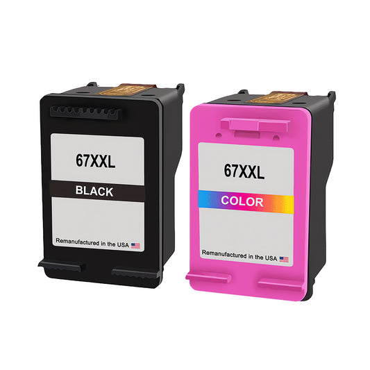 U.S. Remanufactured for HP 67XXL Extra High Yield Black / Color Combo Pack Ink Cartridges