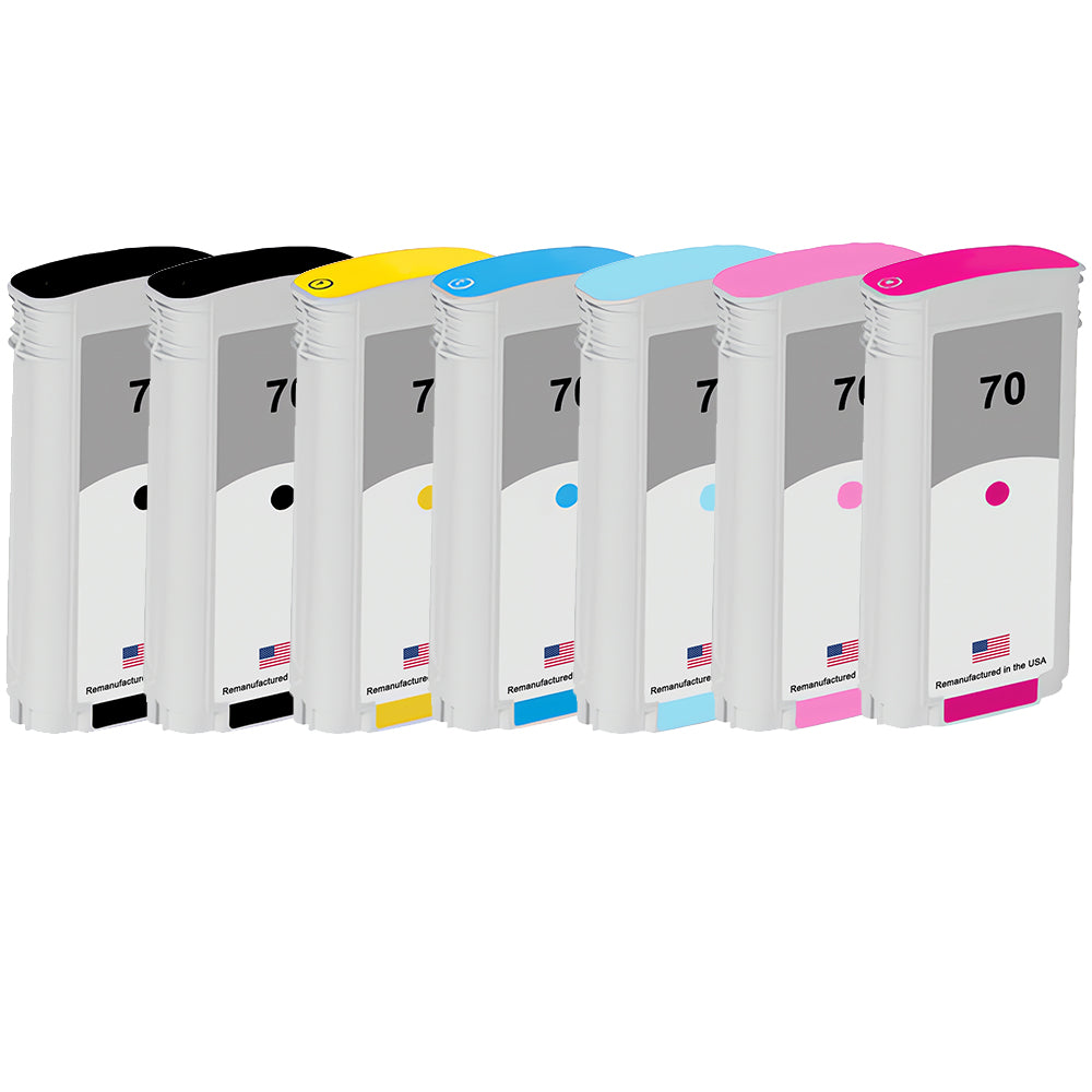 U.S. Remanufactured for HP 70 130-ml 7-Pack Ink Cartridges