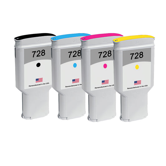 U.S. Remanufactured for HP 728XL 300mL 4-Pack Ink Cartridges