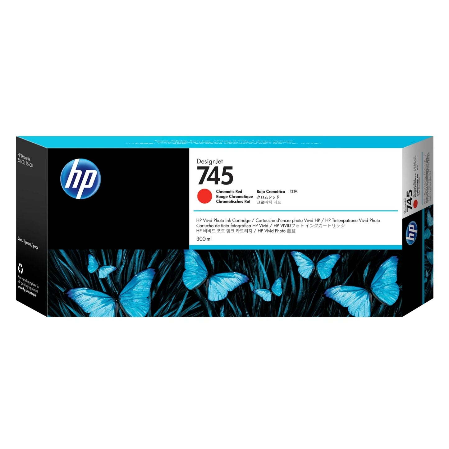 Genuine HP 745 300ml DesignJet Chromatic Red Ink Cartridge