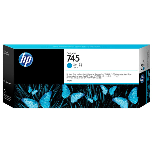 Genuine HP 745 300ml High-Yield Cyan DesignJet Ink Cartridge