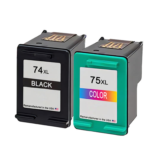 U.S. Remanufactured for HP 74XL Black / 75XL Color Combo Pack Ink Cartridges