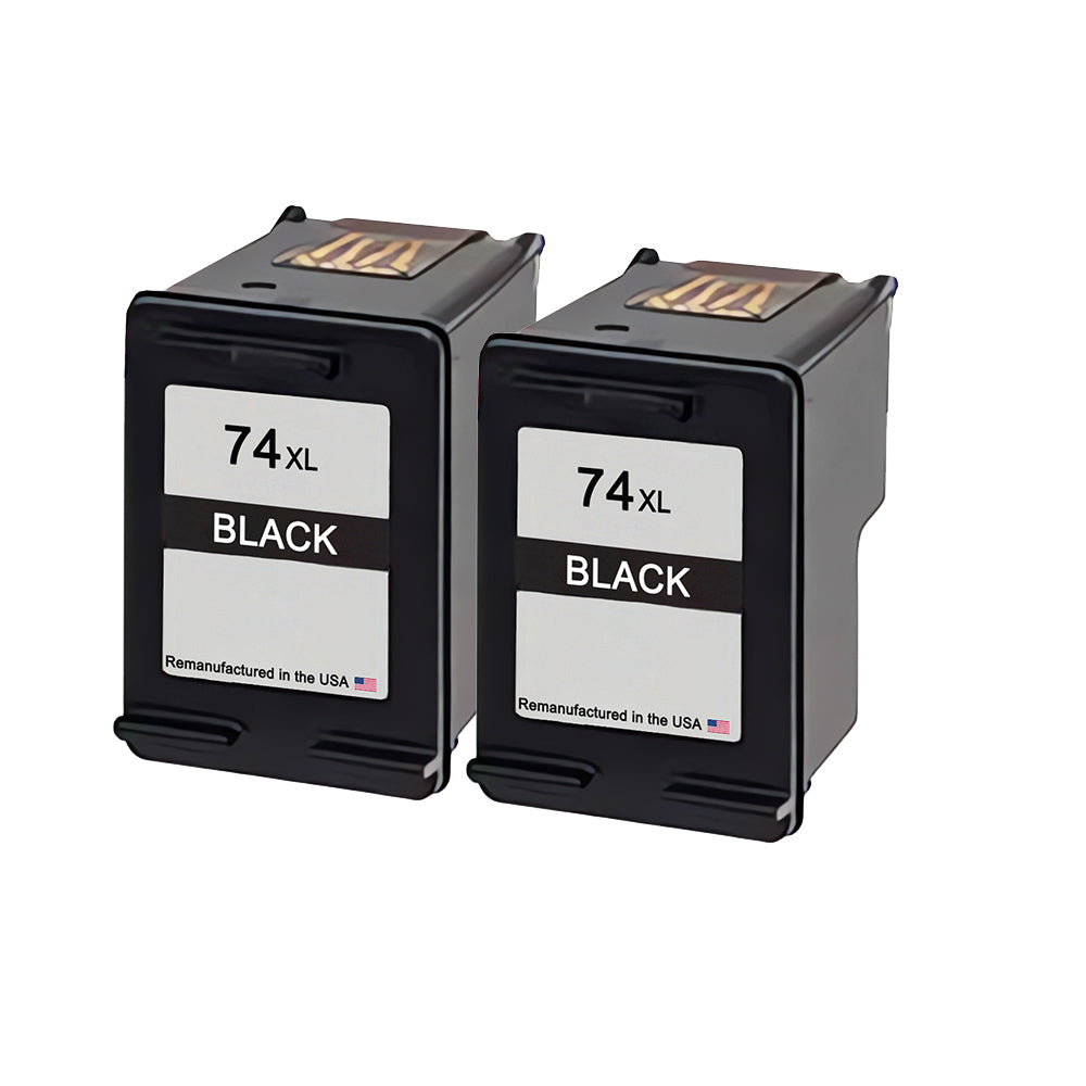 U.S. Remanufactured for HP 74XL (CB336WN) Black Twin Pack Ink Cartridges