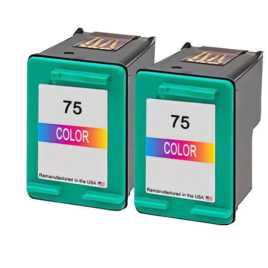 U.S. Remanufactured for HP 75 (CB337WN) Color Twin Pack Ink Cartridges
