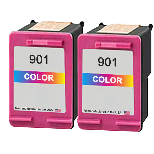 U.S. Remanufactured for HP 901 (CC656AN) Tri-Color Twin Pack Ink Cartridges